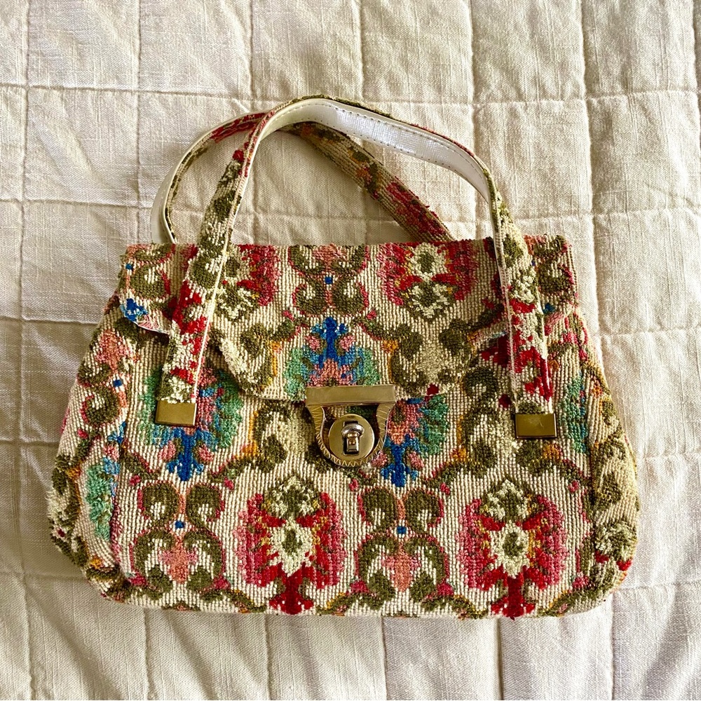 Vintage floral tapestry purse